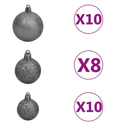 vidaXL kunstigt juletræ 300 LED'er og kuglesæt hængslet 240 cm
