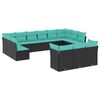 vidaXL 13-delt havesofas&aelig;t med hynder sort polyrattan