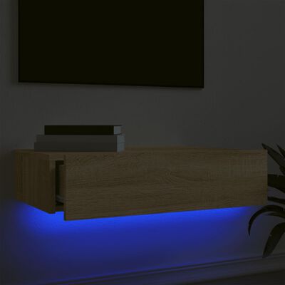 vidaXL tv-bord med LED-lys 60x35x15,5 cm sonoma-eg