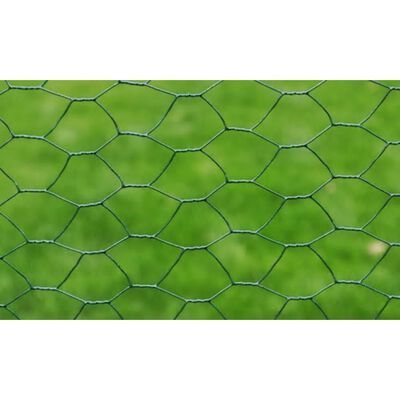 vidaXL hønsenet galvaniseret stål med PVC-belægning 25 x 0,5 m grøn