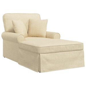 vidaXL Chaise lounge med volant 3 stk. Creme Stof 91 x 157 x 91 cm