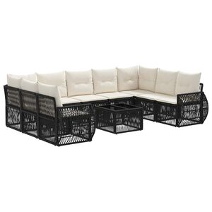 vidaXL Havesofa S&aelig;t 10 stk. Sort og Cremehvid polyrattan