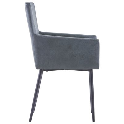vidaXL spisebordsstole med armlæn 2 stk. imiteret ruskind grå