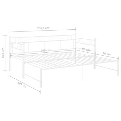 vidaXL sengestel til udtræksseng 90x200 cm metal hvid