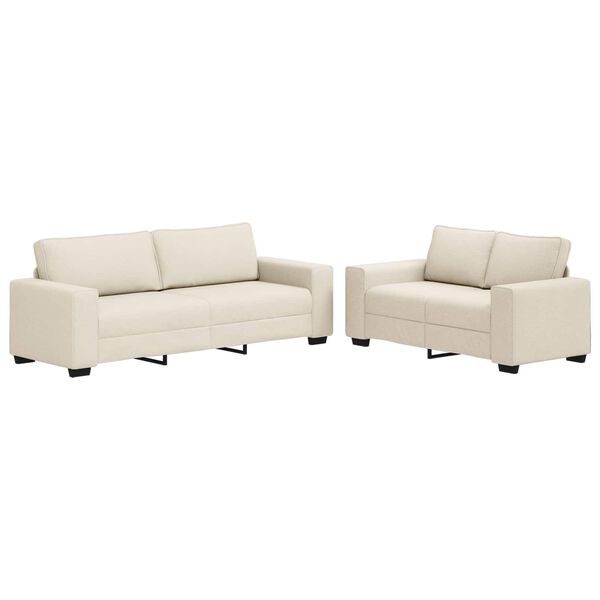 vidaXL Sofa 2 pcs Beige 221 x 77 x 82 cm Linned-blandet stof