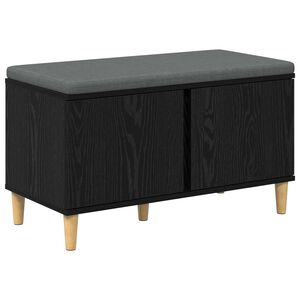 vidaXL Hallb&aelig;nk med pude Sort Eg 80 x 38 x 46 cm Kunstigt tr&aelig; og stof