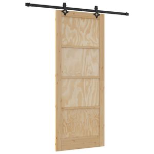 vidaXL Skyded&oslash;r Naturfarvet og sort 86 x 211 cm Massivt fyrretr&aelig;