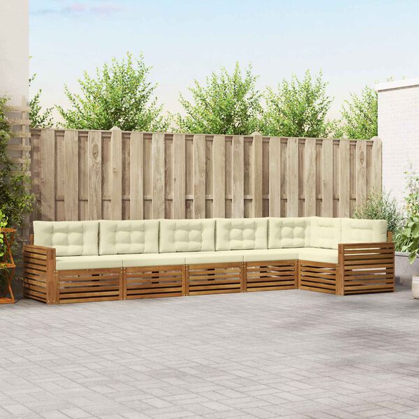 vidaXL Udend&oslash;rs sofagruppe med pude 6 pcs Naturlig og Fl&oslash;de