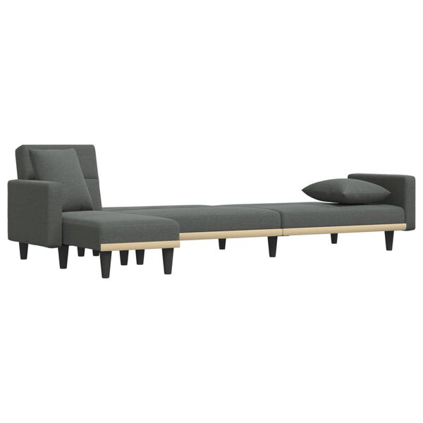 vidaXL L-formet sovesofa 275x140x70 cm stof m&oslash;rkegr&aring;