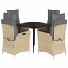 vidaXL spisebordss&aelig;t til haven 5 dele med hynder polyrattan beige