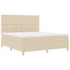vidaXL LED Box Spring Bed med madras Creme 180 x 200 cm Stof