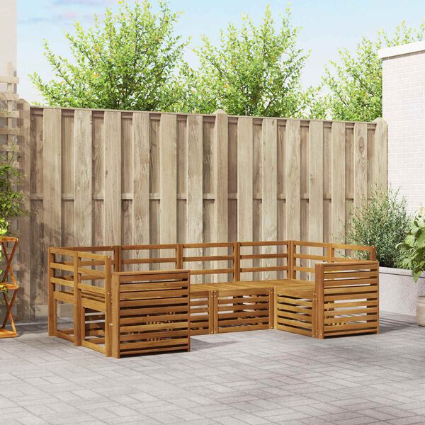vidaXL Sofas&aelig;t 6 pcs Naturfarvet Massivt Akacietr&aelig;