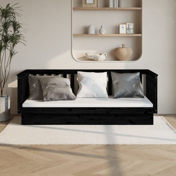 vidaXL daybed 100x200 cm massivt fyrretræ sort