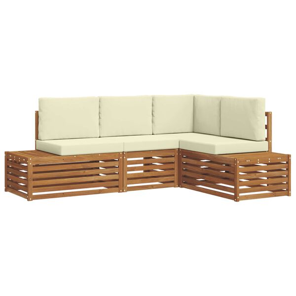 vidaXL Udend&oslash;rs sofagruppe med pude 4 Stk Naturlig og Fl&oslash;de