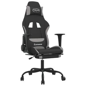 vidaXL gamingstol med massagefunktion + fodst&oslash;tte stof sort og lysegr&aring;