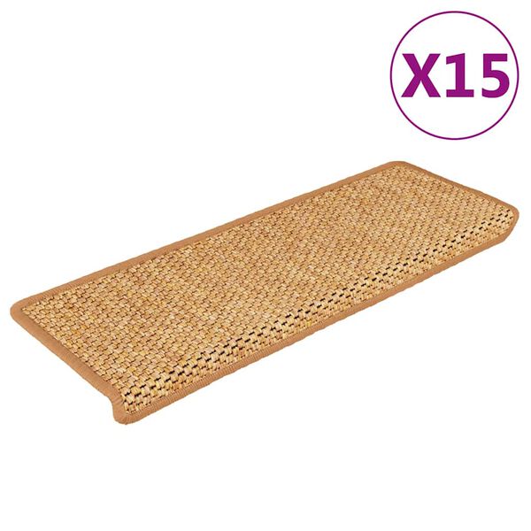 vidaXL selvkl&aelig;bende trappem&aring;tter 15 stk. 65x21x4 cm sisal-look sisal