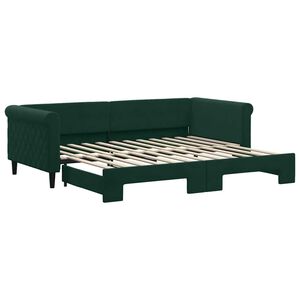 vidaXL daybed med udtr&aelig;k 90x200 cm velour m&oslash;rkegr&oslash;n