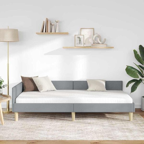 vidaXL Hj&oslash;rnesengramme med hovedg&aelig;rde Lysegr&aring; 80 x 200 cm Stof