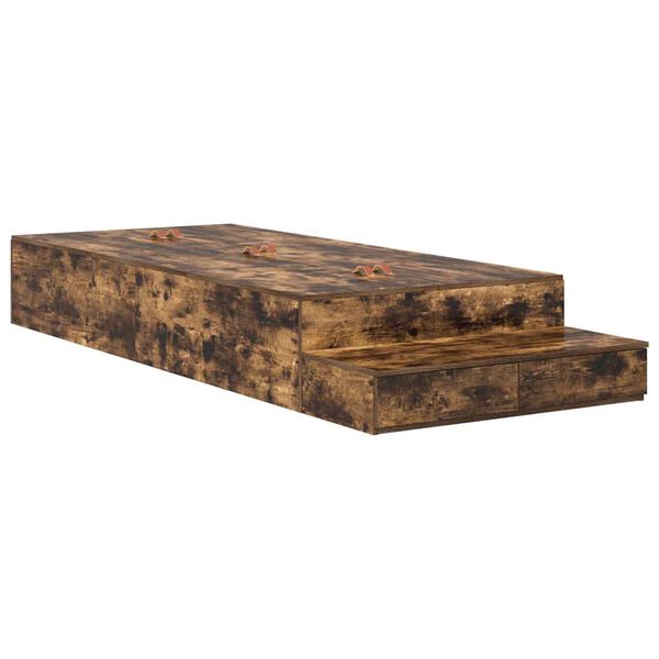 vidaXL Seng med opbevaring med skuffe R&oslash;get eg 75 cm Konstrueret tr&aelig;