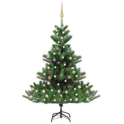 vidaXL kunstigt juletræ nordmannsgran LED og kuglesæt 180 cm grøn