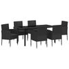 vidaXL Have Spisebordss&aelig;t med pude 7 pcs Sort polyrattan