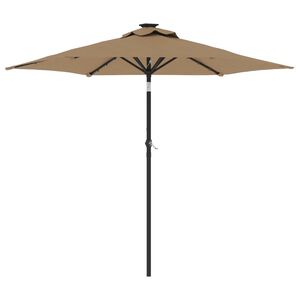 vidaXL parasol med LED-lys og st&aring;lstang 225x225x212 cm gr&aring;brun