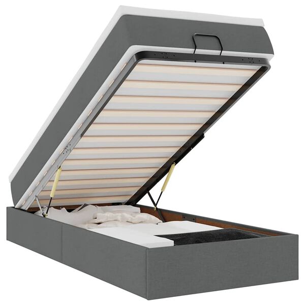 vidaXL osmannisk sengeramme med madras 80x200 cm stof mørkegrå