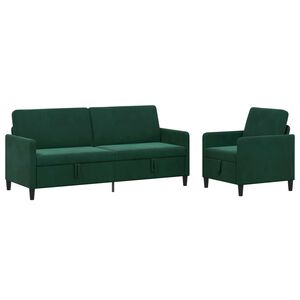 vidaXL Sofa s&aelig;t med opbevaring 2 stk. M&oslash;rkegr&oslash;n Polyester