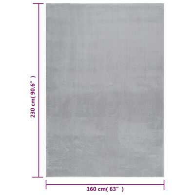vidaXL gulvtæppe 160x230 cm blødt plys skridsikkert vaskbart lysegrå