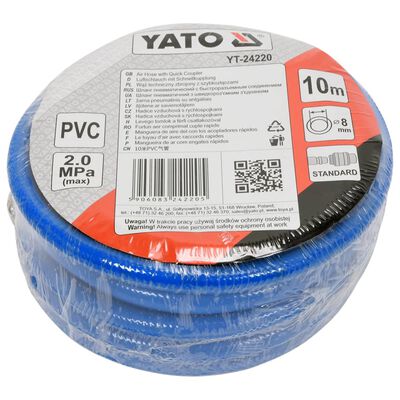 YATO luftslange med forbindelse PVC 8 mm x 10 m blå
