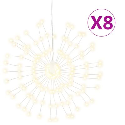 vidaXL lysende starburst-dekoration 8 stk. 140 LED'er 17 cm varm hvid