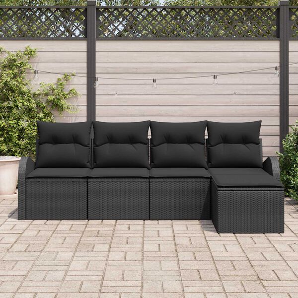 vidaXL Havesofa S&aelig;t 5 pcs Sort polyrattan