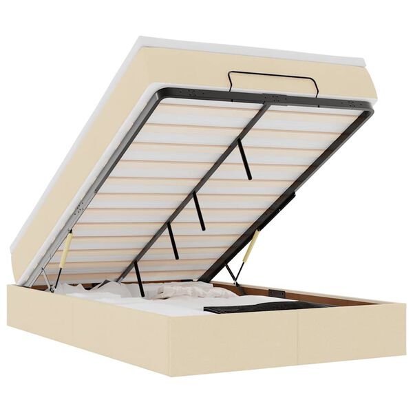 vidaXL osmannisk sengeramme med madras 120x190 cm stof cremefarvet