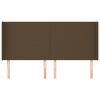 vidaXL sengegavl med kanter 163x16x118/128 cm stof mørkebrun