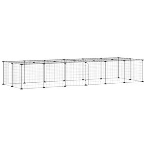 vidaXL 28-panels k&aelig;ledyrsindhegning med l&aring;ge 210x70x35 cm st&aring;l sort