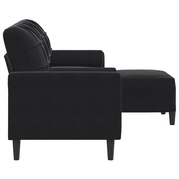 vidaXL 3-personers sofa med fodskammel 180 cm velour sort