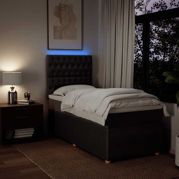 vidaXL kontinentalseng med madras 100x200 cm stof m&oslash;rkebrun