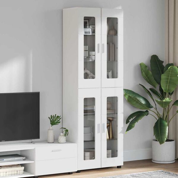 vidaXL Highboard med hylde Hvid 60 x 35 x 182 cm Konstrueret tr&aelig;