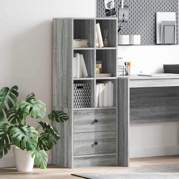 vidaXL Highboard med skuffe Grå Sonoma 45,5 x 34 x 127 cm