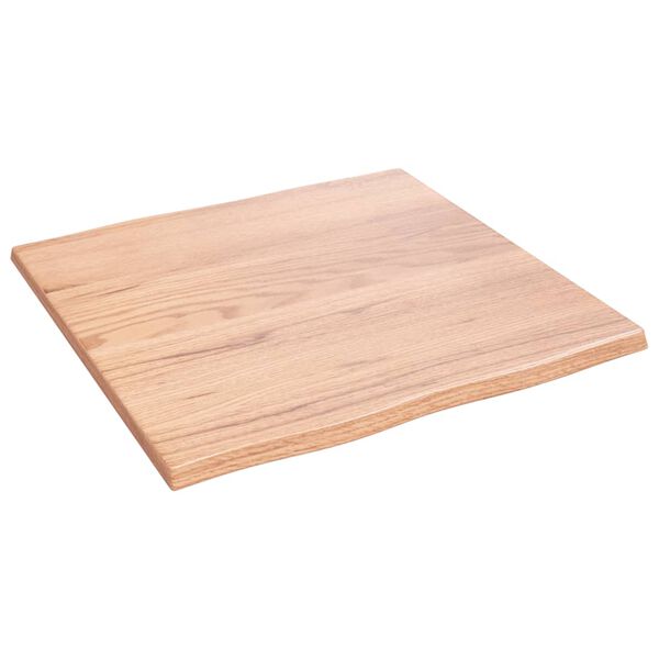 vidaXL bordplade 60x60x2 cm naturlig kant behandlet egetræ lysebrun