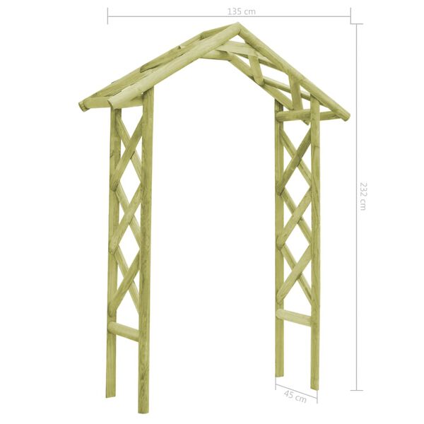 vidaXL rosenbue 135 x 45 x 232 cm gr&oslash;nimpr&aelig;gneret fyrretr&aelig;