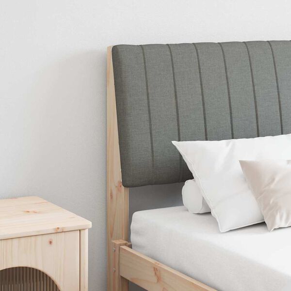 vidaXL Polstret sengegavl M&oslash;rkegr&aring; 150 cm Massiv fyrretr&aelig;