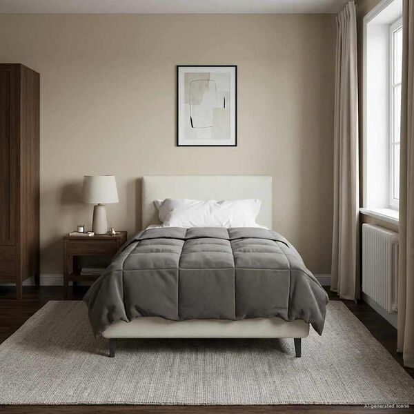 vidaXL Sommer dyne Quilting Lysegr&aring; 135 x 220 cm Mikrofiber