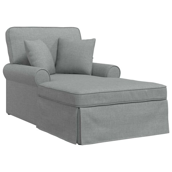 vidaXL Chaise lounge med volant med pude Lysegr&aring; 91 x 157 x 91 cm Stof