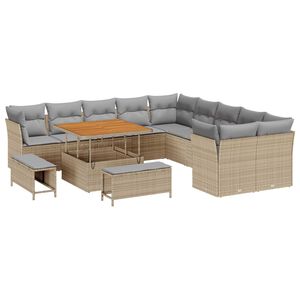 vidaXL Havesofa S&aelig;t 13 pcs Beige polyrattan