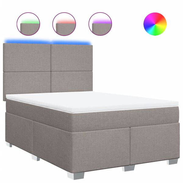 vidaXL kontinentalseng med madras 140x200 cm stof gr&aring;brun