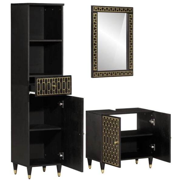 vidaXL badeværelsesmøbelsæt 3 dele massivt mangotræ