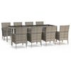 vidaXL spisebordssæt til haven 9 dele med hynder polyrattan grå