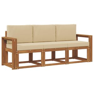 vidaXL Udend&oslash;rs sofagruppe med pude 3 pcs Naturlig og Beige