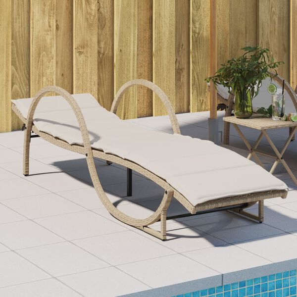 vidaXL liggestol med hynde 60x199x42 cm polyrattan beige